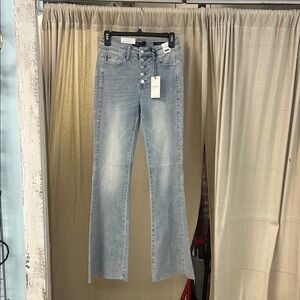 Light Wash Rhinestone Flare Jeans - Judy Blue